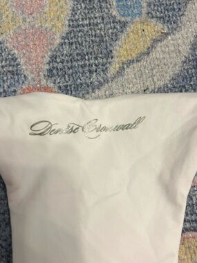 Denise Cromwell White Tank Top with Silver Script Logo. Originally $88